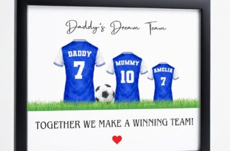 Star Online Personalised Football Family Print Fathers Day Frame Gift for Dad Daddys Dream Team Shirt Wall Art Keepsake Birthday Present from Daughter or Son (Football Team)