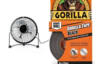 Status USB Desk Fan 4 Inch Portable Mini Fan Single Speed Small Fan Black SUSBBLKWFAN1PKB4_OOP & Gorilla Tape Handy Roll Black 9m