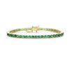 Sterling Silver 14K Gold Plated Emerald Cubic Zirconia Tennis Bracelet