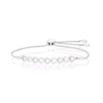 Sterling Silver Chain of Hearts Diamond Bolo Bracelet