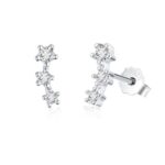 Sterling Silver Three-Stone Stud and Climber Earrings CZ