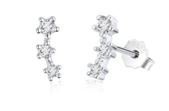 Sterling Silver Three-Stone Stud and Climber Earrings CZ