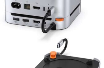 Stouchi Mac Mini M4 Dock, 8TB M.2 NVMe/SATA SSD Enclosure, 4K60Hz HDMI, 2xUSBA 10Gbps, 3.5mm Jack, 2xUSBA 3.0 Sold By Maxonar-Online/FBA