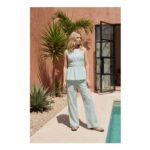 Stripe Elasticated Waist Wide Leg Printed Trouser