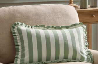Stripe Frill Edge Sofa Cushion Cover – Sage – w/Code
