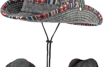 Sun Hats for Men, Retro Wide Brim Summer Hat with Adjustable Drawstring, Mens Bucket Hats, UV Protection Outdoor Bucket Hat for Fishing, Beach, Hiking Gray