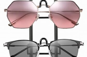 Sunglasses Organizer 5 Pairs Glasses Holder 34cm High Wooden Eyeglass Organizer, Multi-Tier Rack for Desk, Countertop, Store, Home Décor, with 12cm Wide Base (1.5cm Thick) (Black)