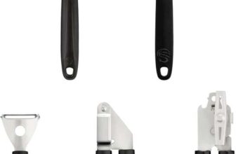 Swan Stealth 5-Piece Stainless Steel Gadget Set, Pizza Cutter, Y-Peeler, Garlic Press, Can Opener, Grater.