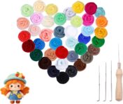 Szzhantuo 44-Piece Needle Felting Kit, 40 Colors 120g Felt Wool Roving, 3 Felting Needles and Wooden Handle, Needle Felt Supplies Starter Set for Beginners DIY Crafts & Art Projects