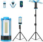 T-SUN Rechargeable LED Work Light with Metal Stand,4100Lumen Portable Magnetic Camping Light,10400Ah Battery,Job Site Lighting for Outdoor Barbecue Golf Fishing Indoor Workshop Garage