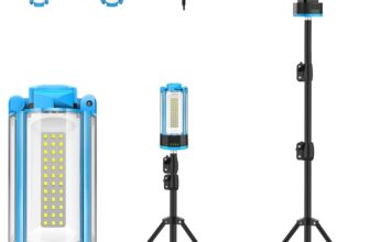T-SUN Rechargeable LED Work Light with Metal Stand,4100Lumen Portable Magnetic Camping Light,10400Ah Battery,Job Site Lighting for Outdoor Barbecue Golf Fishing Indoor Workshop Garage