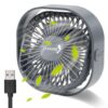 TANNESS Desk Fan, USB, 360 Rotation Small, Portable Quiet, 3 Speed Fans & Strong Airflow, Grey