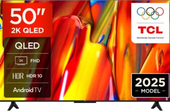 TCL 50V5C-UK 50Inch Full HD Smart QLED Direct LED TV with Android TV and HDR – Compatible with Google Cast and Google Home, Slim Design
