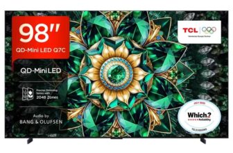 TCL 98Q7C-UK 98 QD-Mini LED TV, 4K UHD, Smart Google TV with 144Hz Motion Clarity Pro, Dolby Atmos, Audio – Bang & Olufsen, 2 year warranty