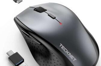 TECKNET PRO Wireless Mouse Jiggler – Rechargeable 2.4G Ergonomic with USB to USB C Adapter, 6400 DPI Adjustable – Sold by TerraGrow-EU / FBA