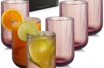 TKNO 6X 410ml Ribbed Highball Drinking Glasses Origami Style in Amber Rose – Sold by TECHGEAR Solutions FBA