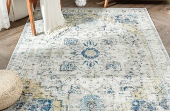 TOPICK Rug 90x150cm Entrance Door mat Vintage Light Blue Washable Rug Non Slip Lightweight Carept for Living Room Bedroom Bathroom