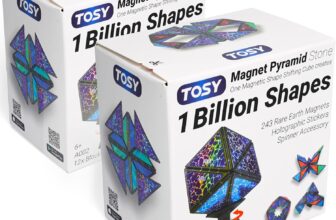 TOSY Magnet Pyramid Stone – 1 Cube Transforms into 1 Billion Shapes (Bunny, Egg Basket, Flowers, Heart), Easter Birthday Gift, 12 pcs, 243 Magnets, Holographic Design, Puzzle/STEM Toy, 2-pack