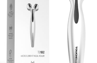 TOUCHBeauty Platinum Solar-Powered Microcurrent 3D Facial Roller Lifting & Firming Face Massager, Y-Shape Roller, Slimming Face Tool, Multi-Angle Contour Design for Face & Neck, Waterproof