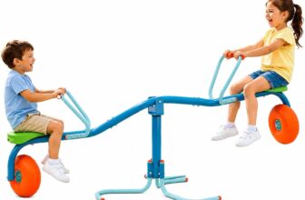 TP TOYS Spiro Spin Teeter Totter Outdoor Seesaw for 3-8 Year Old Kids, Bounces and Spins 360 Degrees, Develop Balance and Co-ordination, Garden and Outdoor See Saw, Blue