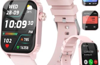 TRAUSI Smart Watches for Women Men, 1.83 inches HD Smartwatch with 120 Sports Modes, Heart Rate/Sleep Monitor, IP67 Waterproof, Bluetooth Call & Music Control for iPhone/Android (Light pink)