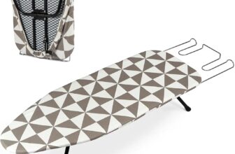 Tabletop Ironing Board Table Top Ironing Board with Iron Rest Small Foldable Ironing Table, Portable Ironing Table Non-Slip Folding Legs, for Apartments, Dorms, 82×32 cm (Geometric)