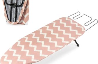 Tabletop Ironing Board Table Top Ironing Board with Iron Rest Small Foldable Ironing Table, Portable Ironing Table Non-Slip Folding Legs, for Apartments, Dorms, 82×32 cm (Pink)
