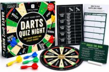Talking Tables Darts Quiz Night Game – Magnetic Dart & Trivia Pub Quiz Hybrid, Reusable Board with Questions, Scoreboard, Chalk Props & Trophy, Family Games Gift, Players 4, Ages 9