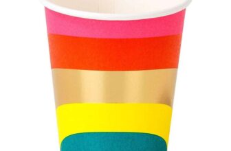 Talking Tables Pack of 8 Rainbow Paper Party Cups, Birthday Partyware Recyclable & Disposable Tableware Volume: 250ml