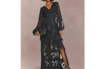 Tall Burnout Floral Frill Detail Maxi Dress