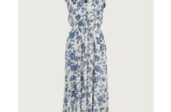 Tamara H Blue Floral a Line Maxi Dress