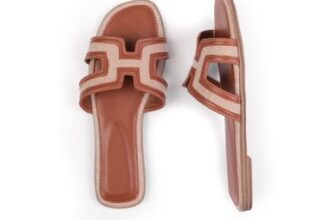 Tan Surge Cut out Strap Flat Sandals