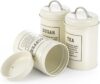 Tea Coffee Sugar Containers Set of 3, Metal Kitchen Storage Tins with Lids, Vintage Decorative Canisters for Dry Food, Coffee, Tea & Sugar Organization