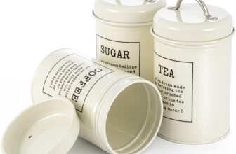 Tea Coffee Sugar Containers Set of 3, Metal Kitchen Storage Tins with Lids, Vintage Decorative Canisters for Dry Food, Coffee, Tea & Sugar Organization