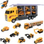 Teamsterz Construction Transporter Vehicle Playset Construction Car, Lorry And Construction Truck Toys Indoor And Outdoor Sandpit Toys Toy Car Launcher Cars Storage And Ramp Ages 3