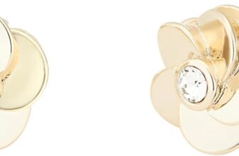 Ted Baker Pelipa Polished Flower Stud Earrings for Women (Gold/Crystal)