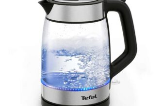 Tefal Stainless Steel & Glass Electric Kettle 1.7L 2200W Fast Boil, Cordless with LED Illumination – Prime members