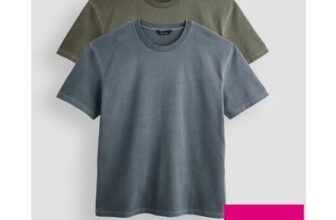 The Very Collection 2 Pack Pure Cotton Washed T-Shirts – Charcoal & Khaki