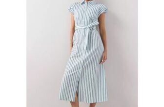 The Very Collection Button through Belted Shirt Midi Dress – Blue