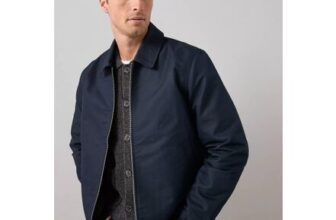 The Very Collection Cotton Rich Collared Harrington Jacket – Navy