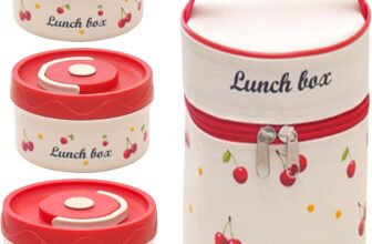 Thermal Lunch Box with Cherry Design, 316 Stainless Steel Lunch Box, Waves and Comes with a Carry Case (400x2600ml)