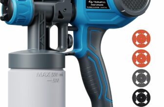 Tilswall Paint Sprayer Ideal for Beginners, Ultra Lightweight Spray Paint Gun Easy to Use and Clean, Multi-purpose Spray Gun with 4 Nozzles & 3 Patterns, Electric Paint Sprayer for Walls and Ceilings
