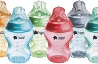 Tommee Tippee Natural Start Baby Bottles for 0m, Pack of 6 260ml Baby Bottles, with Slow Flow Breast-Like Teat for a Natural Latch, Self-Sterilising and BPA Free, Baby Feeding Essentials, Colourful