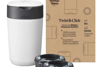Tommee Tippee Twist & Click Nappy Bin, Exclusive Pack with 2 Refill Cassettes (1 Pre-Loaded, 1 Extra) – Big Prime Deal