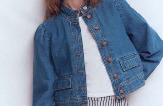 Topstitch Denim Jacket Mid Wash, Denim, Sizes 10 – 22