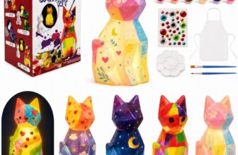 Tottshak Arts and Crafts for Kids 6 7 8 9 10,DIY Paint Your Own Lamp Kit, Painting kit for Kids Age 8-12, Art Supplies Toys Gifts for Girls Boy Birthday Christmas Friendship Present (Cat)