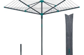 Tower 40m 4-Arm Rotary Airer Washing Line with Cover & Ground Spike