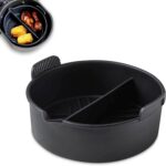 Tower Airfryer Round Solid Tray with Divider Suitable for Most Circular Air Fryers Upto 4 litres, Fridge/Freezer/Microwave/Dishwasher Suitable, Premium Grade Silicone, T843094