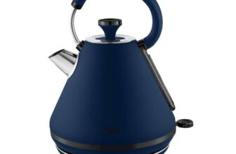 Tower Sera Pyramid Kettle with Smoked Black Trim, 1.7L, 3KW, Midnight Blue 3 Year Guarantee