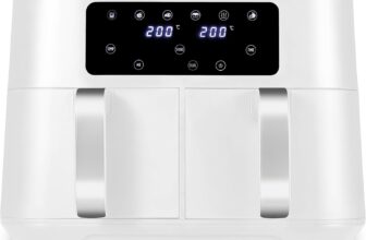Tower T17137WHT Vortx 8.5L Dual Basket Air Fryer with Dual Cook Function, 2400W, White & Chrome